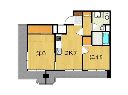 ソレイユ幕張(2DK/4階)の間取り写真