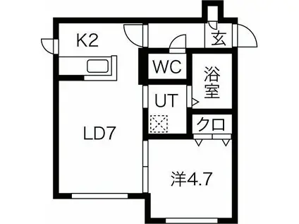 ラージヒル菊水(1LDK/3階)の間取り写真