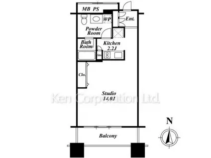 芝浦アイランド エアタワー(ワンルーム/12階)の間取り写真