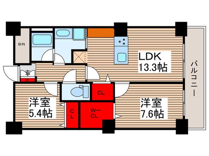 ロイヤルパークスタワー南千住(2LDK/8階)の間取り写真