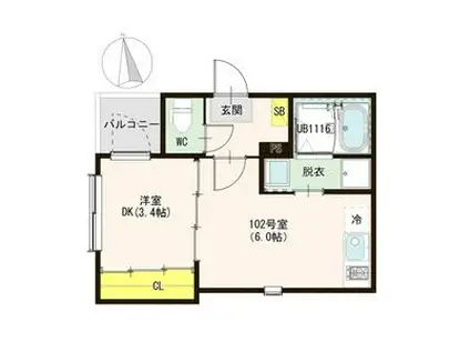 ハーモニーテラス葉山町V(1DK/2階)の間取り写真