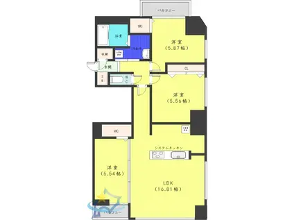 F022円山(3LDK/3階)の間取り写真