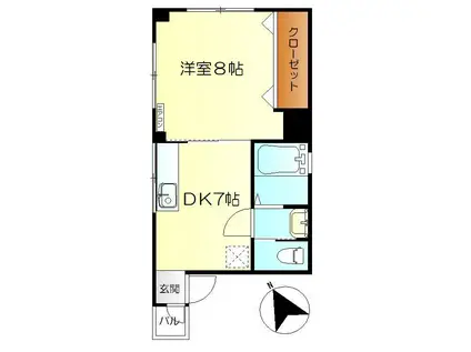 DER PFOSTEN.Y2中央(1DK/2階)の間取り写真