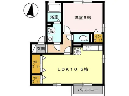 SMILEYSMILEB棟(1LDK/2階)の間取り写真