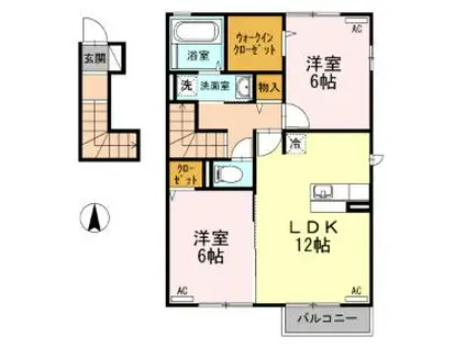 アン・ジュール クレイドル(2LDK/2階)の間取り写真