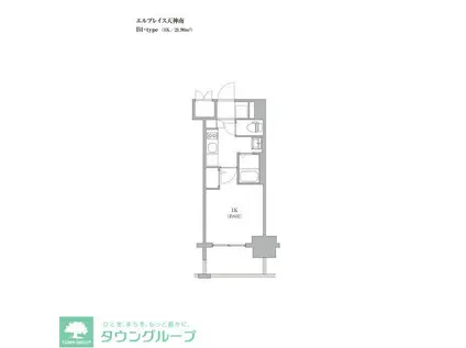 エルプレイス天神南(1K/3階)の間取り写真