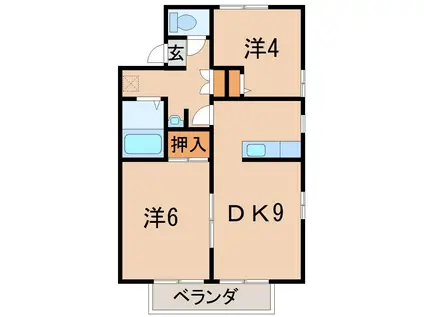 パレット・ジンA(2DK/1階)の間取り写真