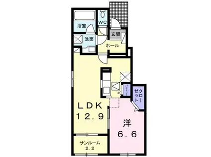 レジデンス 川久保 A(1LDK/1階)の間取り写真
