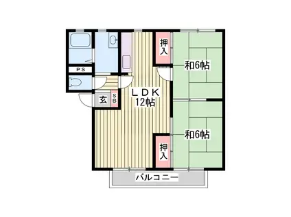 メルヴィルA棟(2LDK/2階)の間取り写真