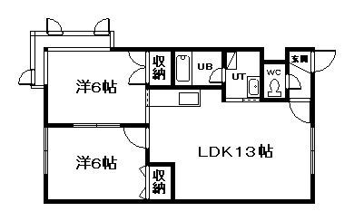 マスカレード(2LDK/2階)の間取り写真