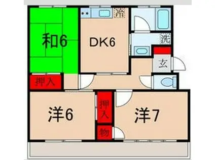 パールハイツ(3DK/1階)の間取り写真