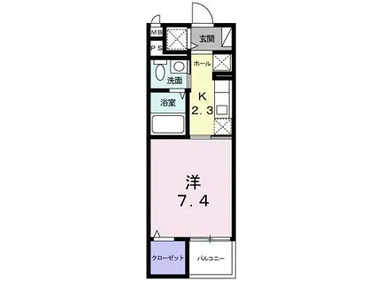 カーサ シエロ(1K/2階)の間取り写真