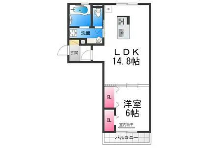 ムーラン ア ヴァン A棟(1LDK/2階)の間取り写真