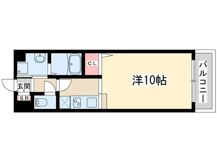バートンハウス東淡路(1K/3階)の間取り写真