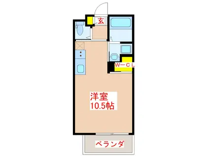 イースト TERRACE下荒田(ワンルーム/5階)の間取り写真