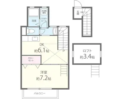 ヴィラ・カレラ菱江(1DK/2階)の間取り写真