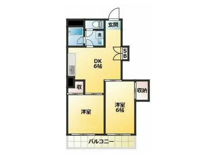 コスモプラザHINO(2DK/3階)の間取り写真