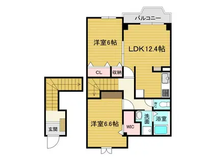 アクティーク岩崎(2LDK/2階)の間取り写真