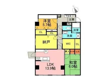 マルシェ・トヨカワ(2SLDK/1階)の間取り写真