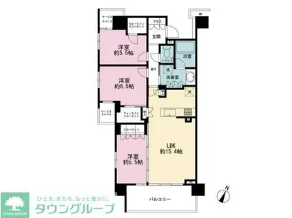 パークホームズ用賀一丁目(3LDK/5階)の間取り写真