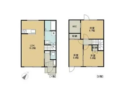 TKGII北丘珠(3LDK/1階)の間取り写真