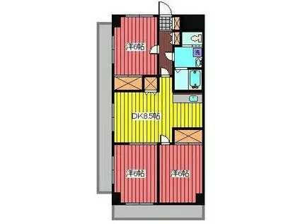 ひまわりマンション(3LDK/2階)の間取り写真