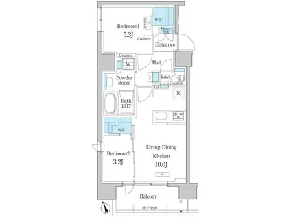 デュオフラッツ浅草田原町(2LDK/6階)の間取り写真