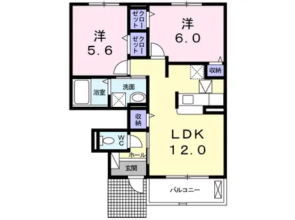 エストレーラI B(2LDK/1階)の間取り写真
