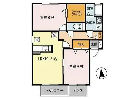 フォンテーヌ C(2LDK/1階)の間取り写真