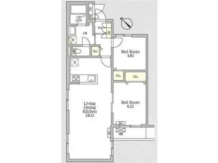 メゾンカルム中落合ノース(2LDK/3階)の間取り写真