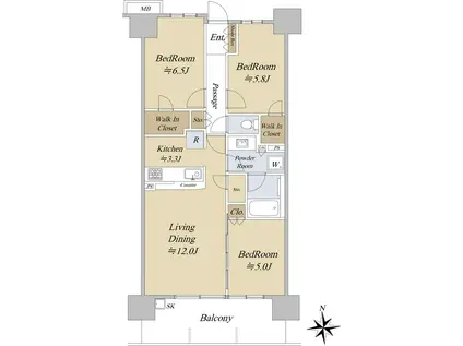 シティテラス板橋蓮根(3LDK/9階)の間取り写真