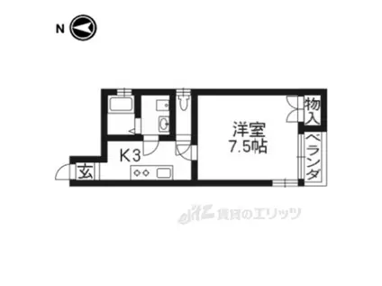 アルカス二条(1K/4階)の間取り写真