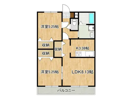 ムーンローズ(2LDK/4階)の間取り写真