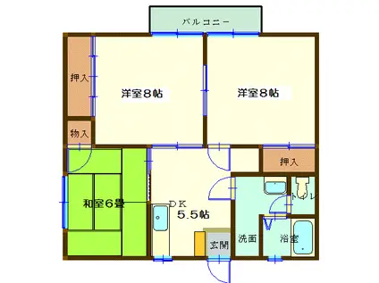 カームメゾン(3DK/2階)の間取り写真