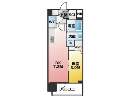 エステムコート名古屋TWIN イースト(1DK/8階)の間取り写真