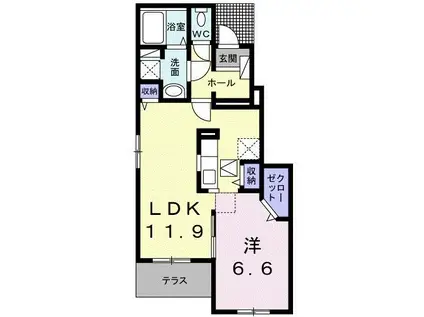 ベレ・フォンティーヌII(1LDK/1階)の間取り写真