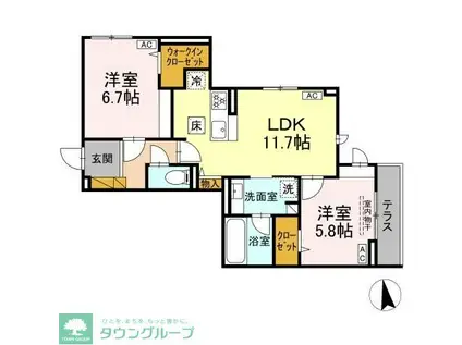 ラ・ペッシュ(2LDK/1階)の間取り写真