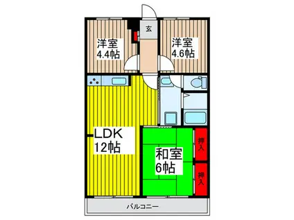 ユーコート南与野(3LDK/1階)の間取り写真