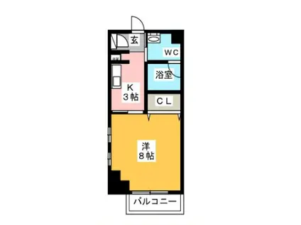 リヴェール麻布十番(1K/8階)の間取り写真