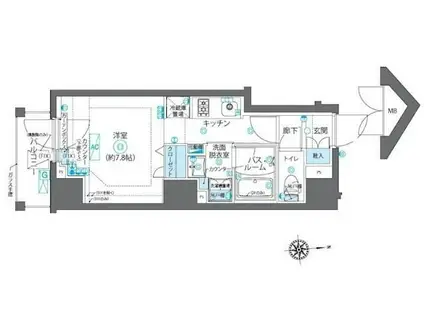 ズーム新宿下落合(ワンルーム/4階)の間取り写真