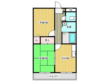 リック・ウイングコート(2DK/4階)の間取り写真