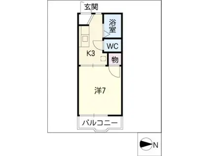 タウニー竹柴(1K/2階)の間取り写真