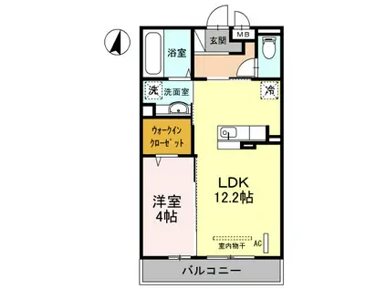 プリュス(1LDK/2階)の間取り写真