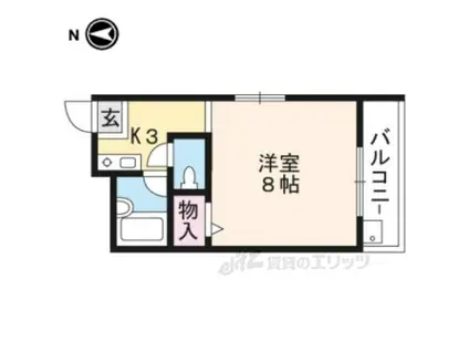 アパルトマン御所西(1K/3階)の間取り写真
