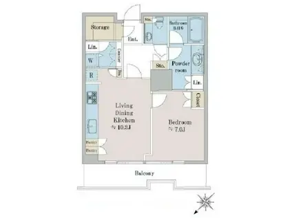 GINZA TOWER(1LDK/11階)の間取り写真