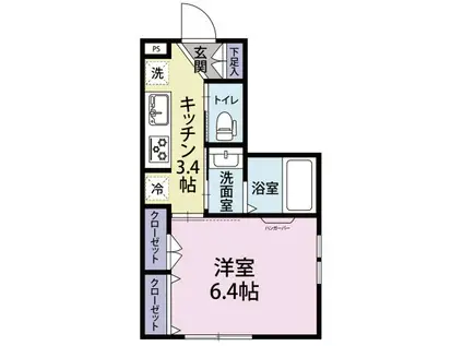 ハイムいずみB(1K/1階)の間取り写真