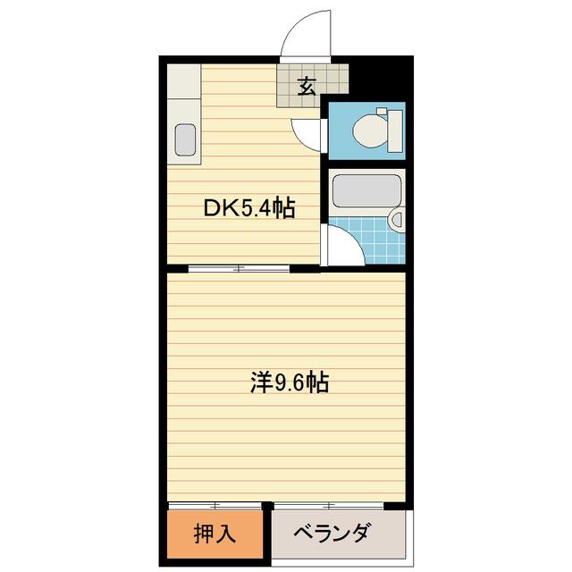 富山地鉄本線 越中荏原駅 徒歩14分 2階建 築37年(1DK/1階)の間取り写真