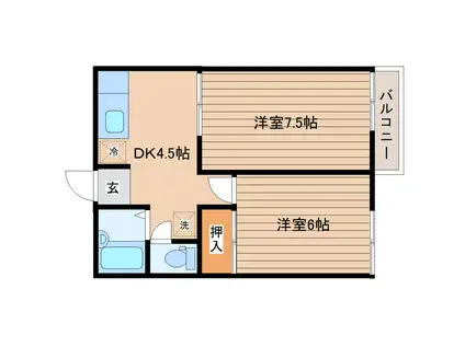 フローレンス福室(2DK/2階)の間取り写真