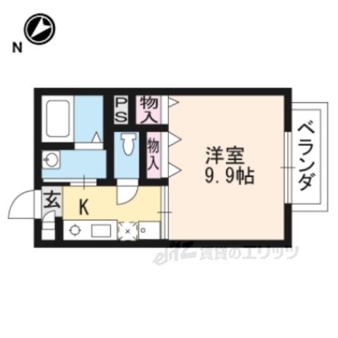 ＪＲ東海道本線 草津駅(滋賀) 徒歩17分 2階建 築23年(1K/2階)の間取り写真