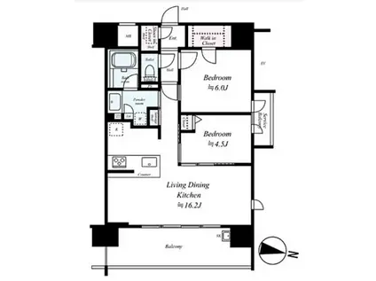 プレサンスロジェ栄(2LDK/5階)の間取り写真